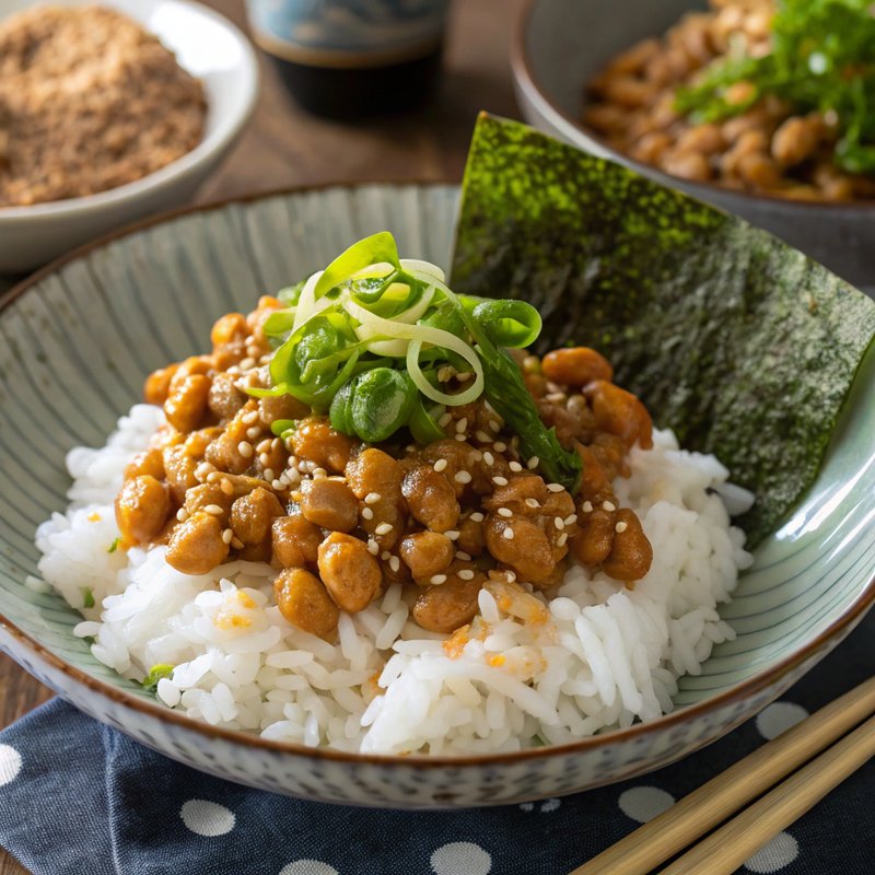 Natto Over Steamed Rice