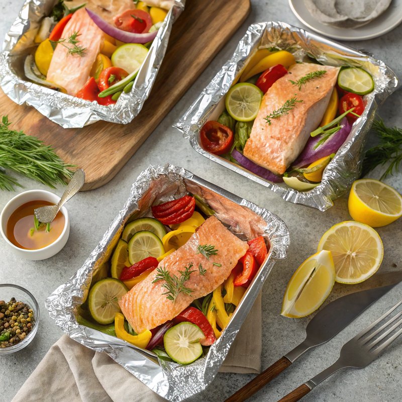 Savory Salmon and Veggie Foil Packets