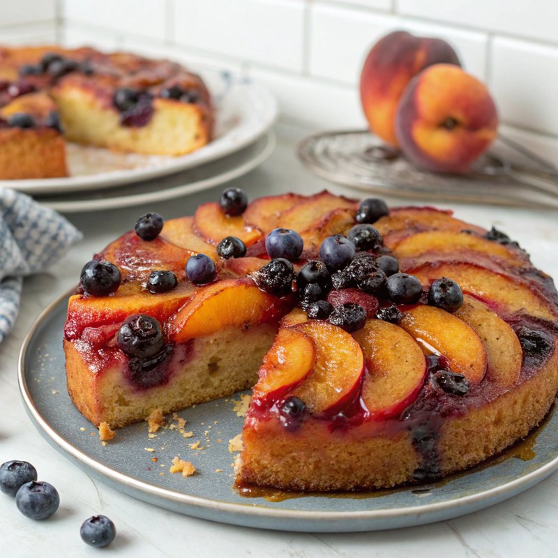 Nectarine and Blueberry Upside Down Cake