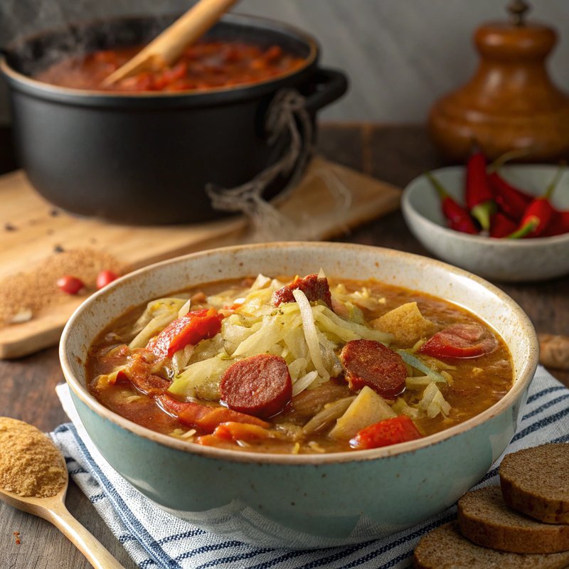 Spicy Chorizo and Cabbage Soup