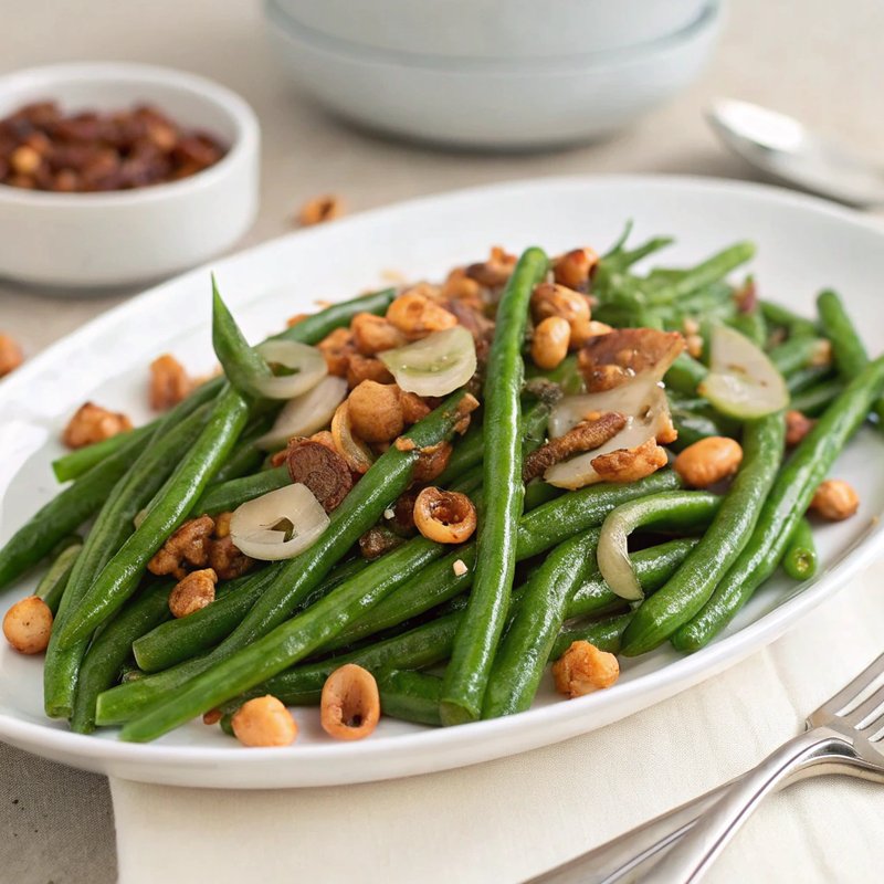 Sautéed Green Beans with Shallots and Toasted Hazelnuts