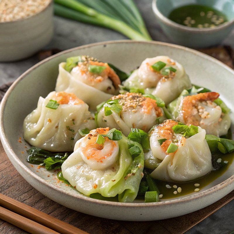 Bok Choy and Shrimp Dumplings