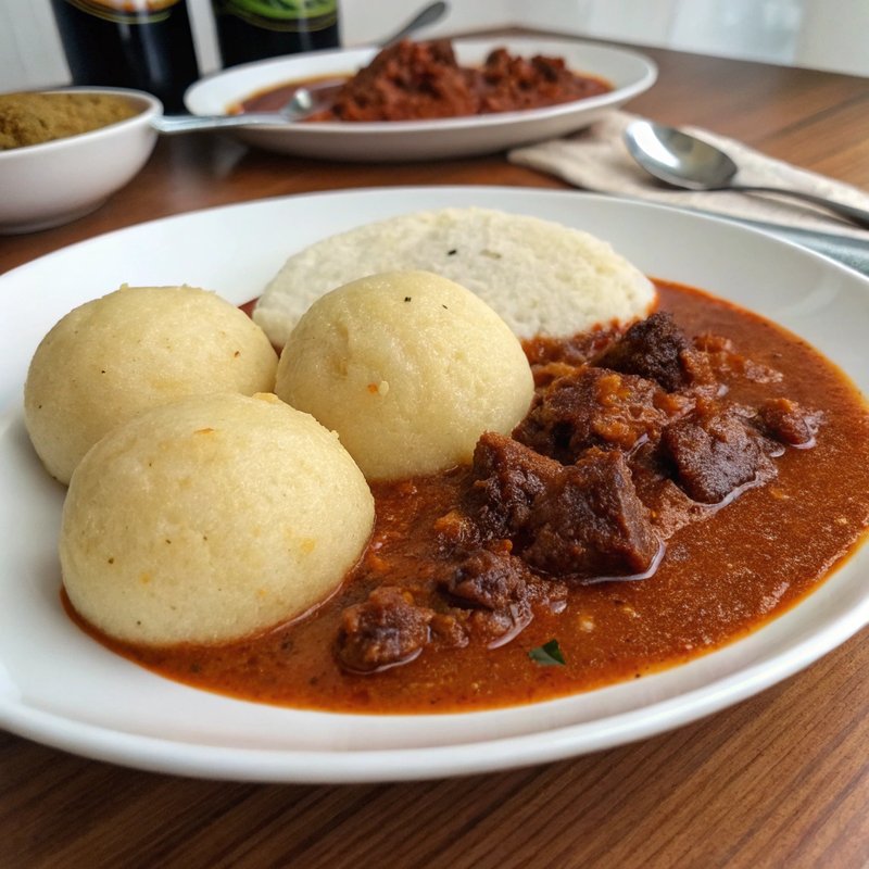 Amala with Palm Oil Sauce