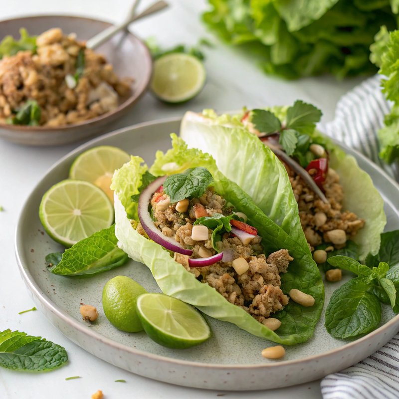 Laotian Larb Chicken Wraps