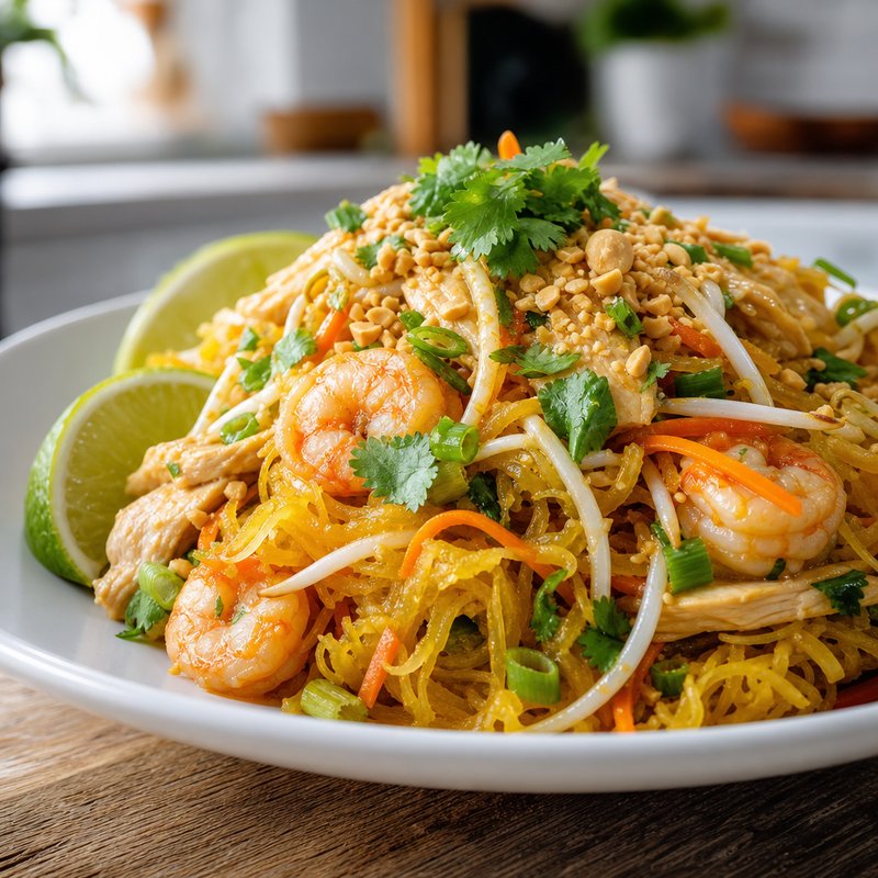 Spaghetti Squash Pad Thai - Indulge in a guilt-free twist on the classic Pad Thai that brings together the vibrant flavors of Southeast Asia with a healthy spin! This Spaghetti S