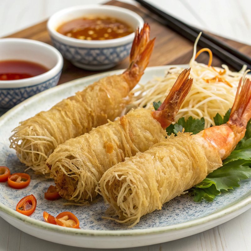 Goong Sarong (Prawns in Golden Threads)