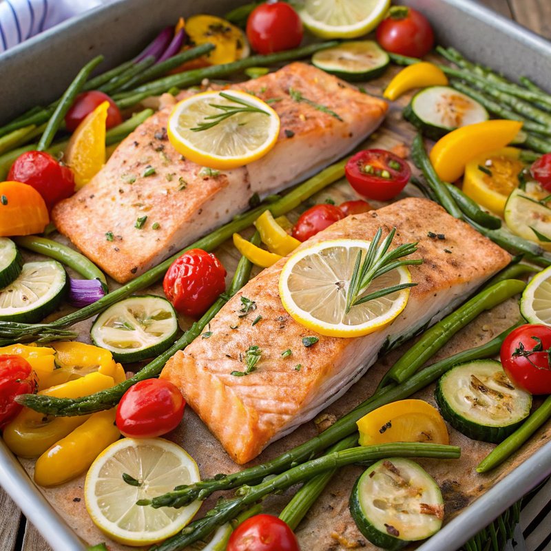 Roasted Salmon with Garden Vegetables