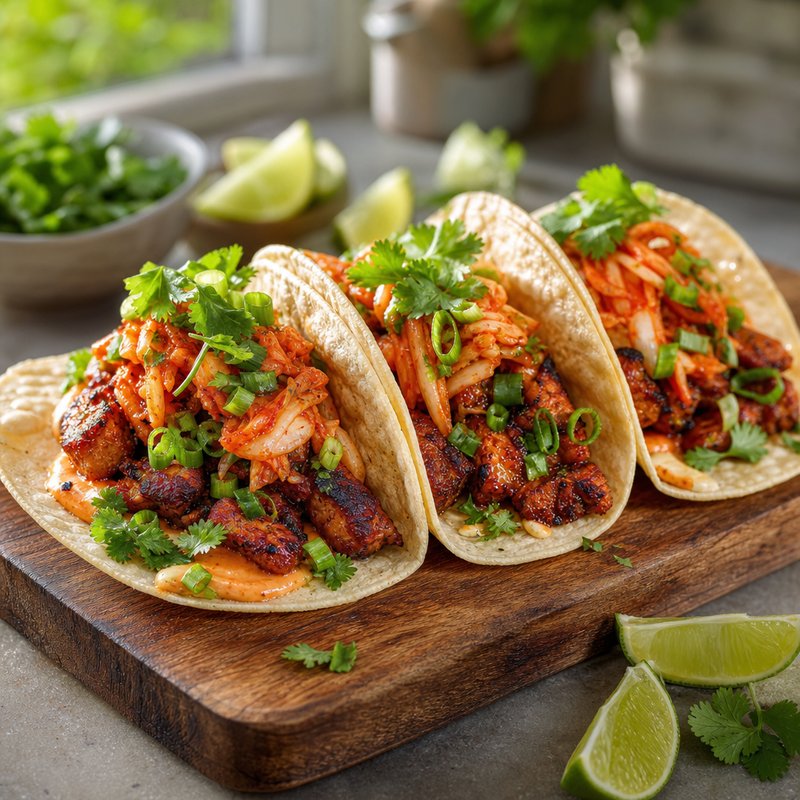 Korean Spicy Pork Tacos - Dive into a fusion of flavors with these Korean Spicy Pork Tacos! The marinated pork shoulder, infused with the fiery kick of gochujang and the sweetn