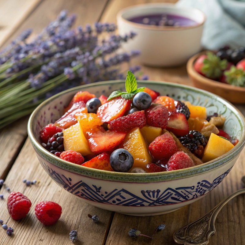 French Fruit Salad with Lavender Syrup