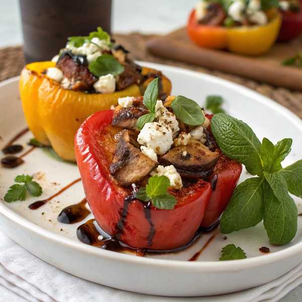Mediterranean Fig and Feta Stuffed Bell Peppers