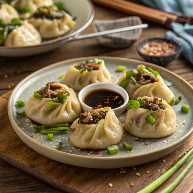 Bok Choy and Mushroom Dumplings