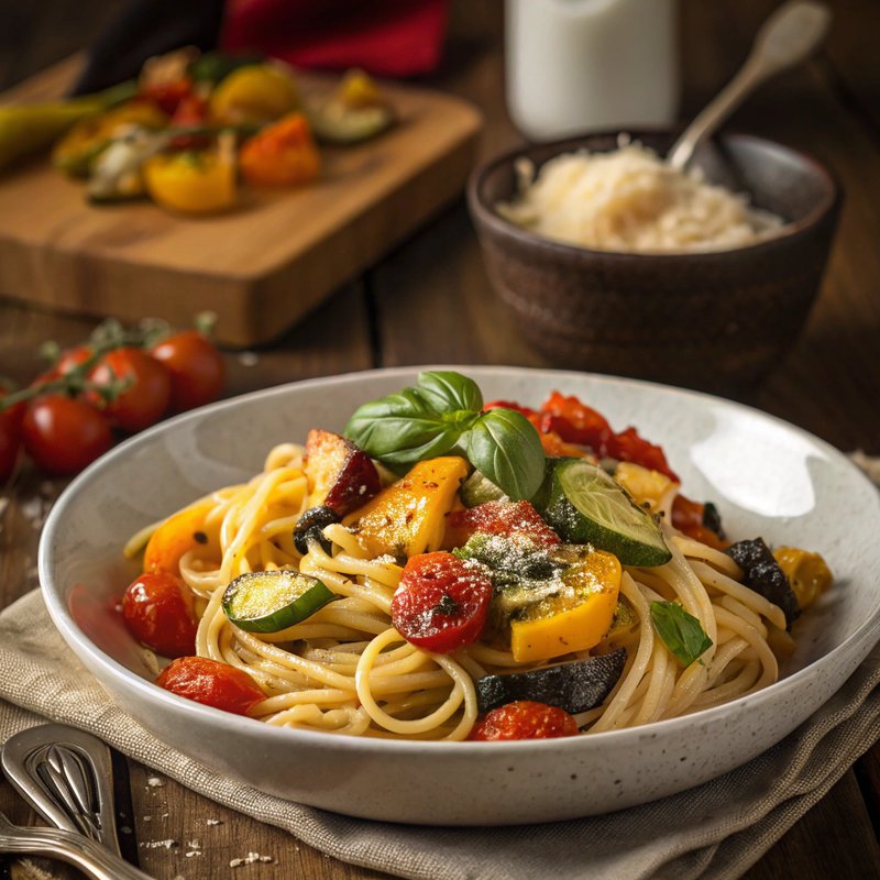 Linguine with Roasted Mediterranean Vegetables