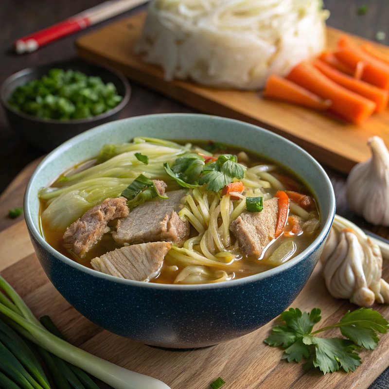 Cabbage and Pork Noodle Soup