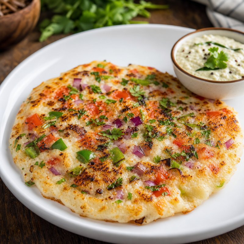 Uttapam - The Indian Savory Pancake - Venture on a gastronomic journey to the Southern part of India with Uttapam, a dish often likened to a delectable Indian pizza. Crafted from a ferment