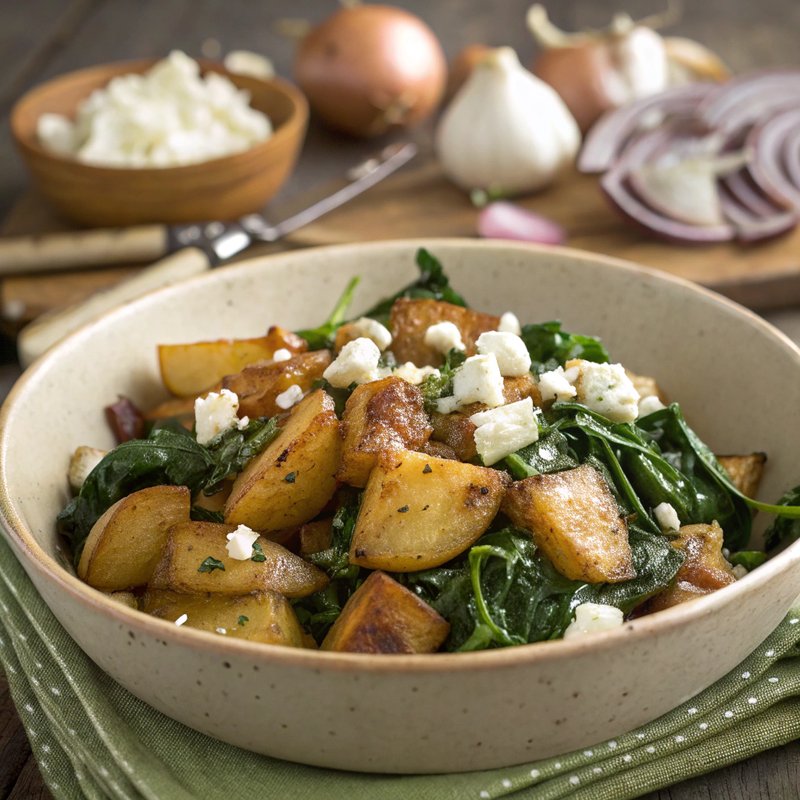 Country Potatoes with Spinach and Feta