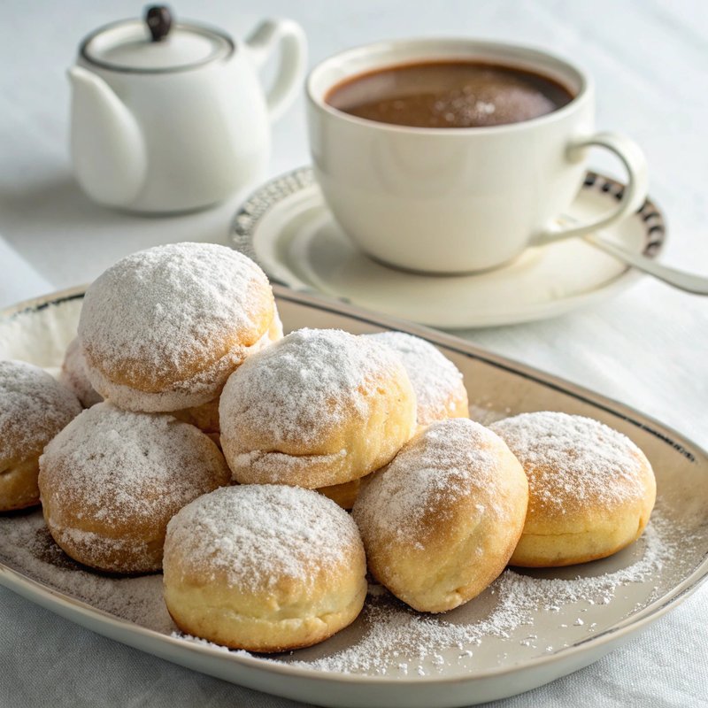 Vanilla Beignets - These delightful French-style beignets are light, fluffy, and coated in powdered sugar, perfect for a sweet treat or dessert. Originating from New Orl