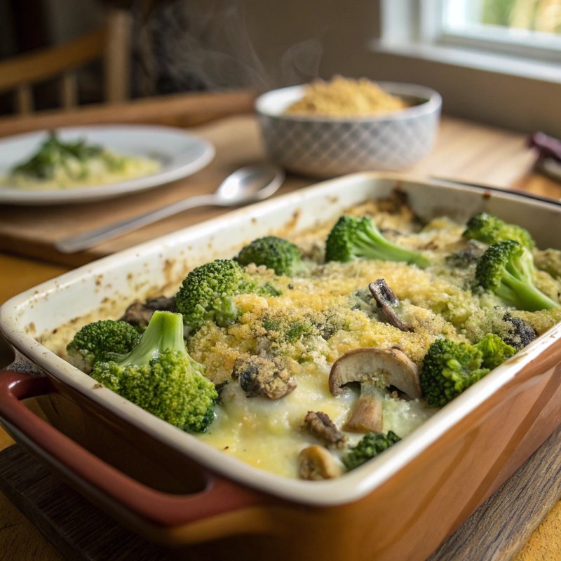 Mushroom and Broccoli Gratin
