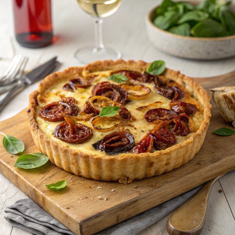 Onion and Sun Dried Tomato Quiche