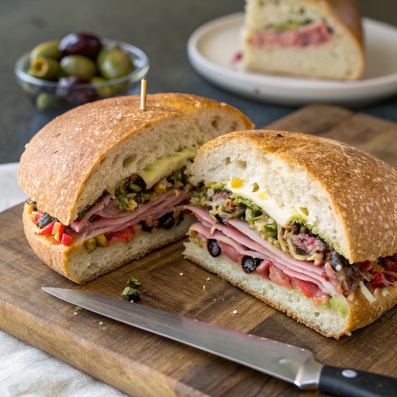 Authentic New Orleans Muffuletta Sandwich