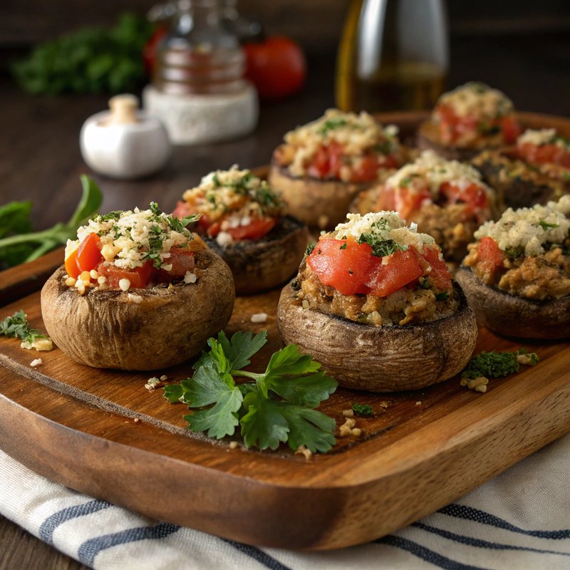 Oregano and Tomato Stuffed Mushrooms