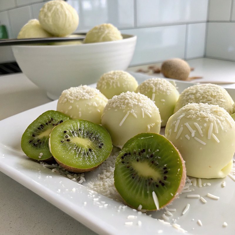 Kiwi and White Chocolate Truffles