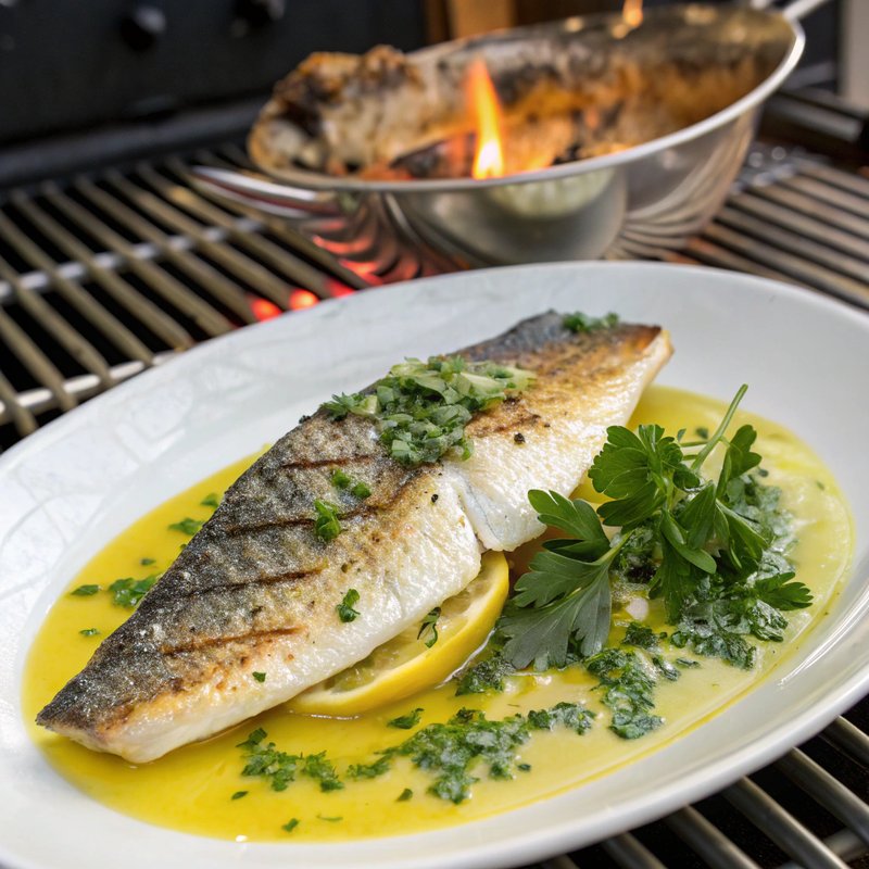 Grilled Sea Bass with Lemon Butter Sauce