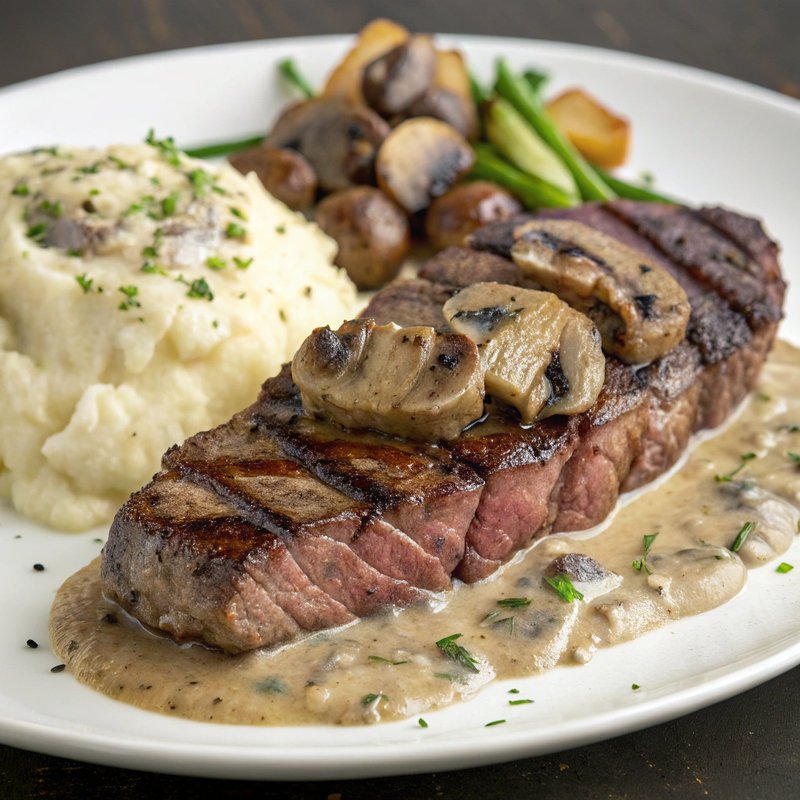 Savory Top Blade Steak with Mushroom Cream Sauce