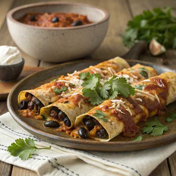 Roasted Eggplant and Black Bean Enchiladas