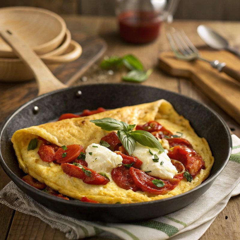 Roasted Red Pepper and Goat Cheese Omelette