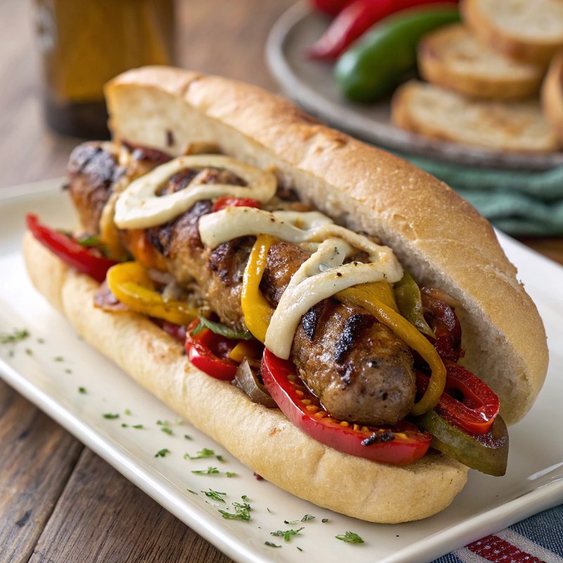 Italian Sausage Sandwich with Caramelized Onions & Peppers