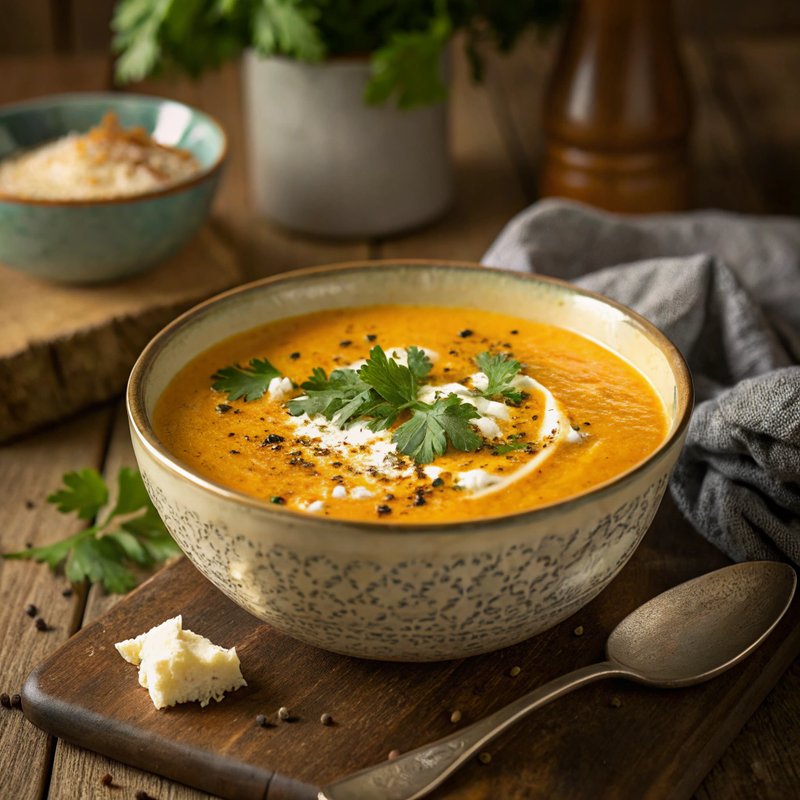 Creamy Carrot and Cottage Cheese Soup