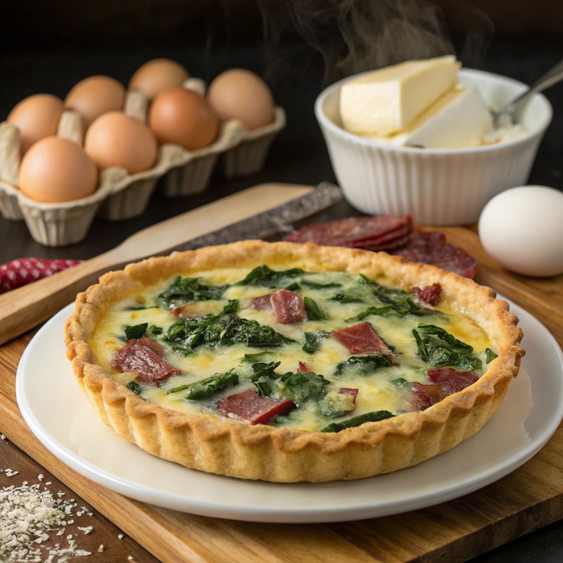 Pastrami and Spinach Quiche