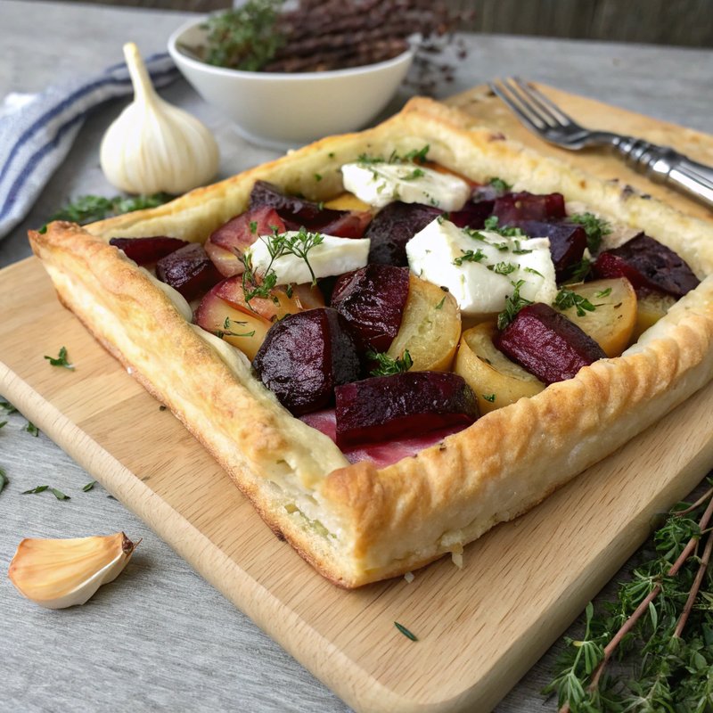 Savory Parsnip and Beetroot Tart