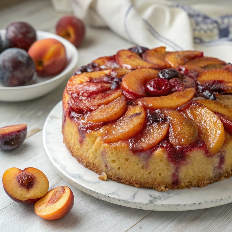 Peach and Plum Upside Down Cake