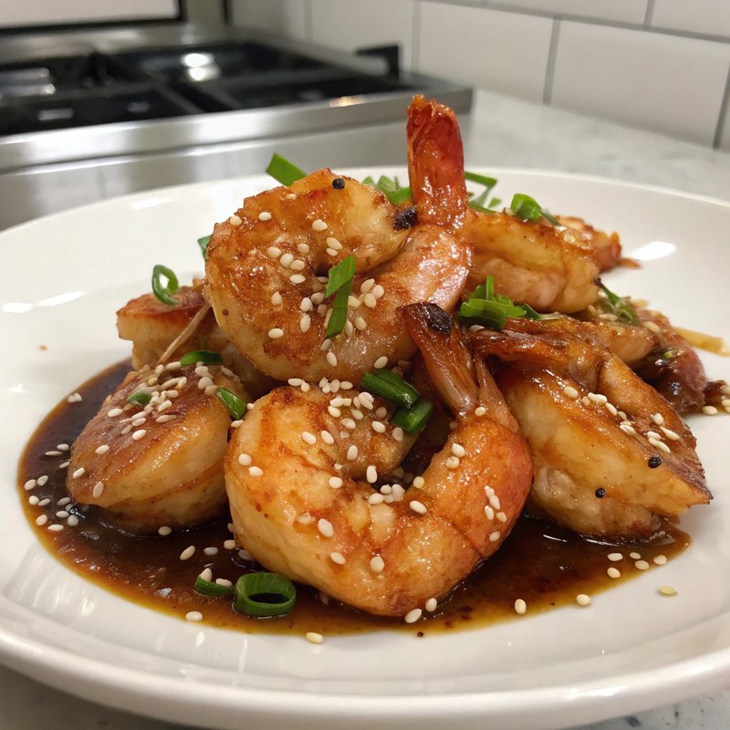 Soy Sauce Glazed King Prawns
