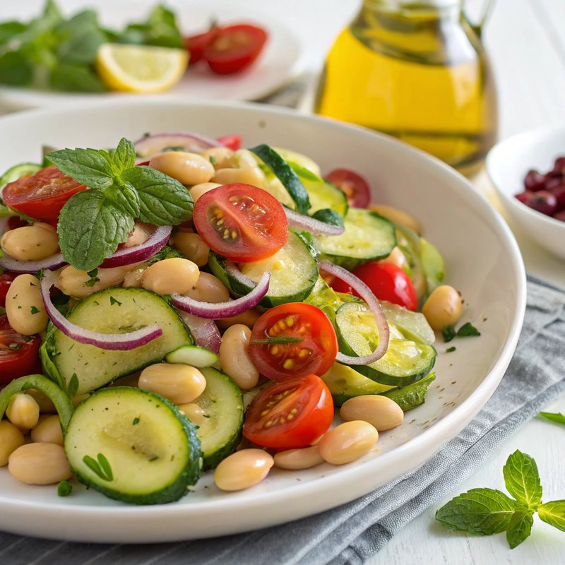 Mediterranean Fava Bean and Zucchini Salad