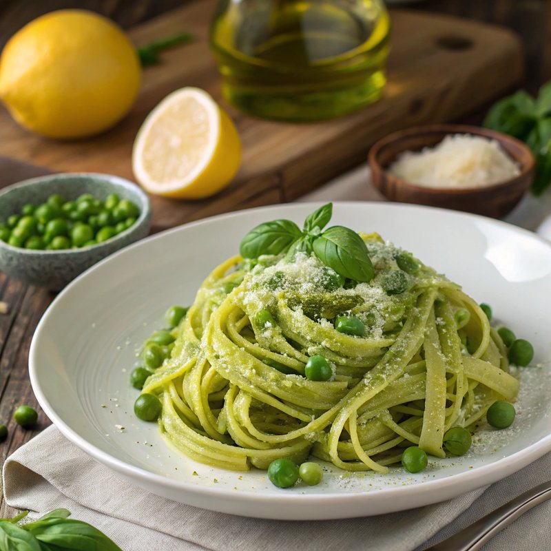 Lemon and Pea Linguini