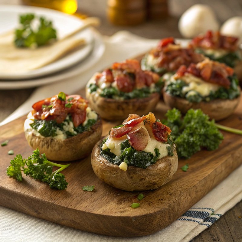Bacon and Spinach Stuffed Mushrooms