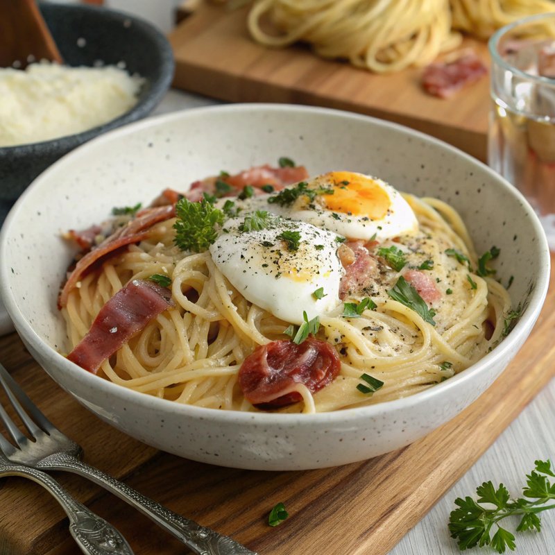 Creamy Prosciutto and Egg Pasta