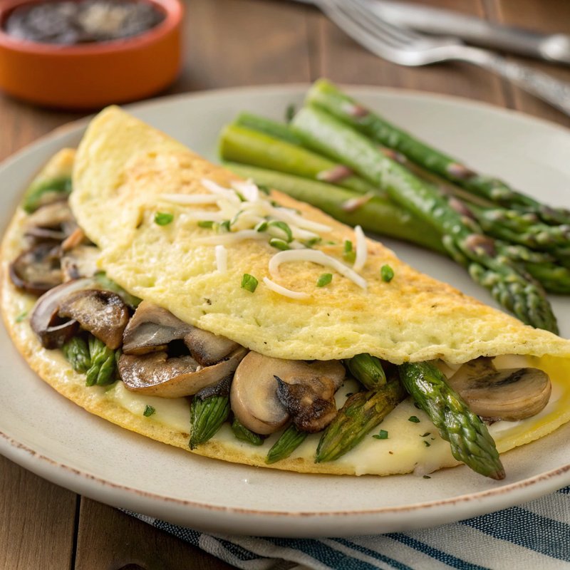 Savory Asparagus and Mushroom Omelette