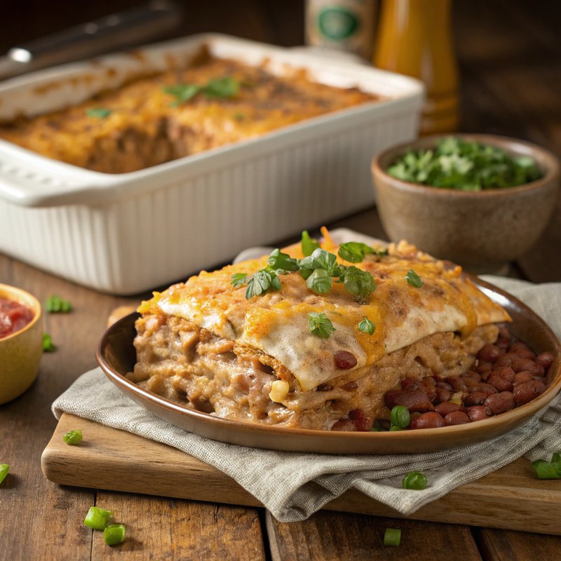 Ultimate Pinto Bean and Rice Enchilada Bake