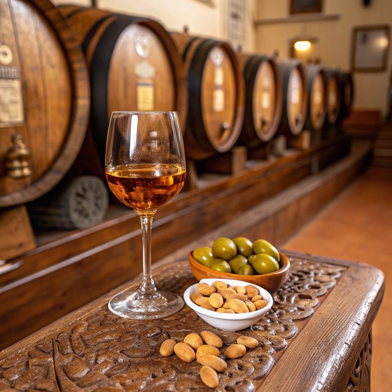 Sherry - A complex fortified wine from Andalusia made from Palomino, Pedro Ximénez, and Muscat grapes using the unique solera aging system. Styles range from b