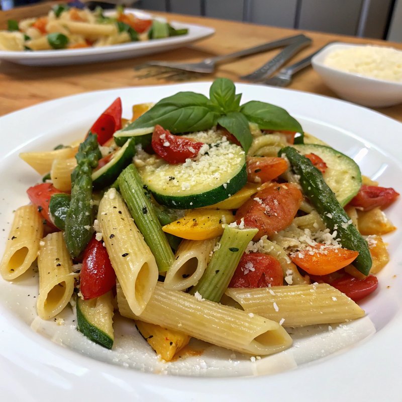 Pasta Primavera - Pasta Primavera is a vibrant Italian dish that celebrates fresh vegetables tossed with pasta in a light garlic and olive oil sauce. Traditionally enjo