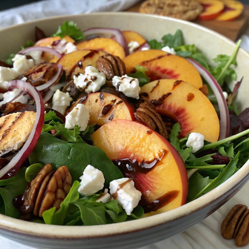 Refreshing Peach Salad with Goat Cheese and Balsamic Vinaigrette
