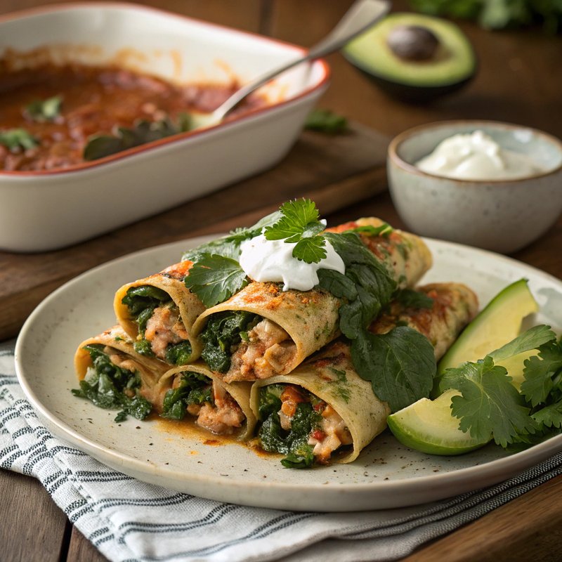 Swiss Chard and Chicken Enchiladas