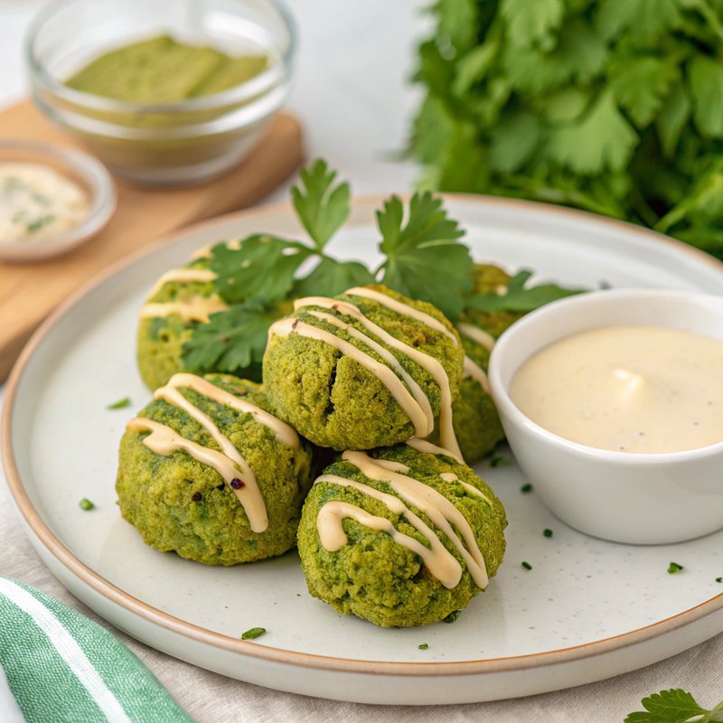 Edamame Falafel with Creamy Tahini Sauce