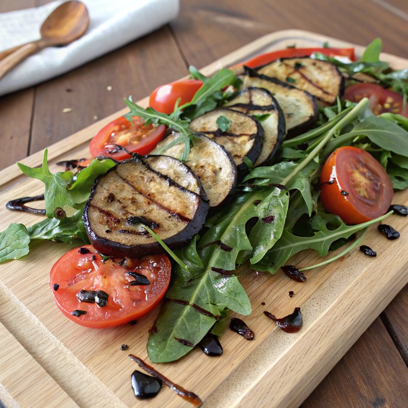 Arugula, Grilled Eggplant, and Tomato Salad