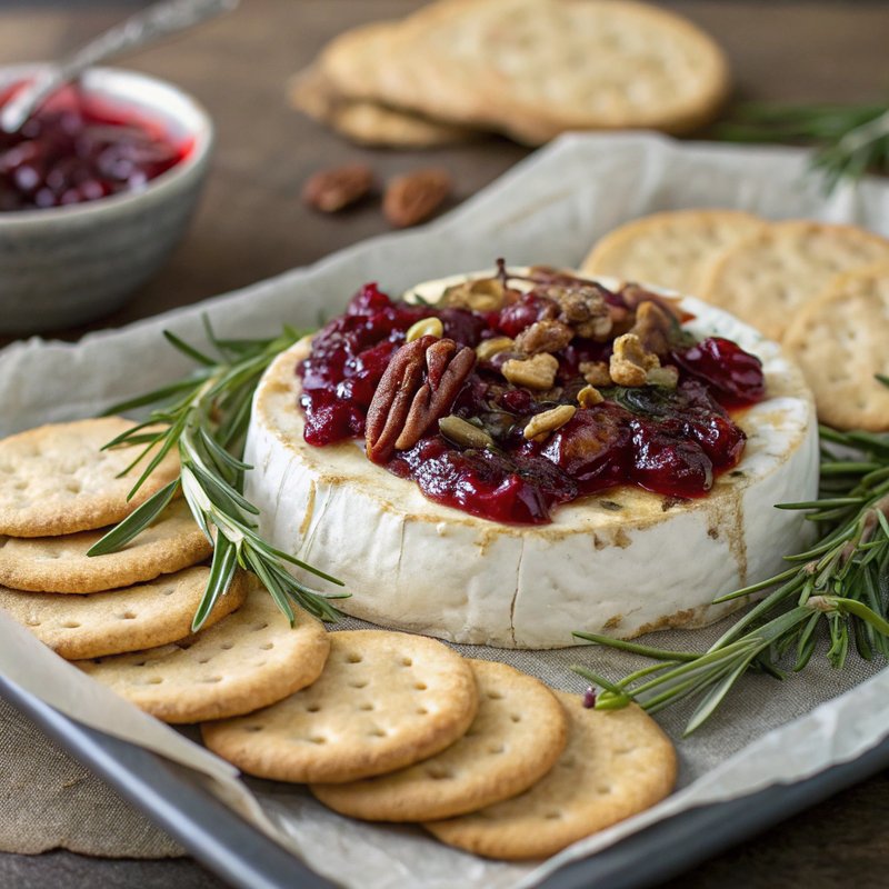 Baked Brie with Cranberry Sauce and Pecans