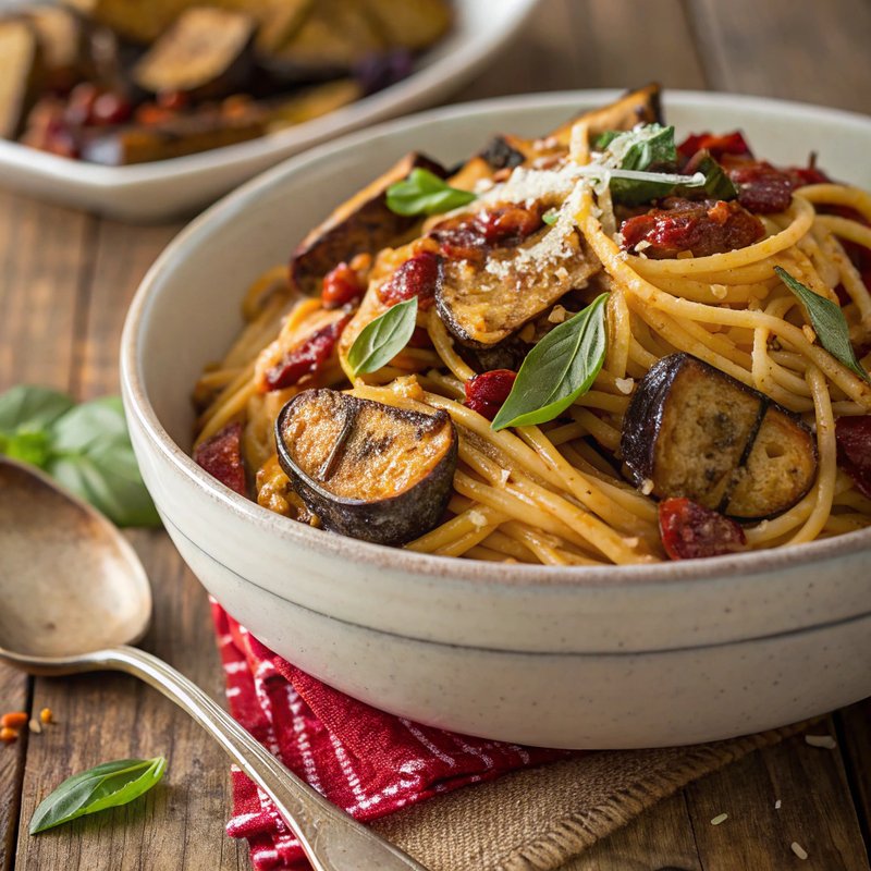 Eggplant and Sun-Dried Tomato Pasta