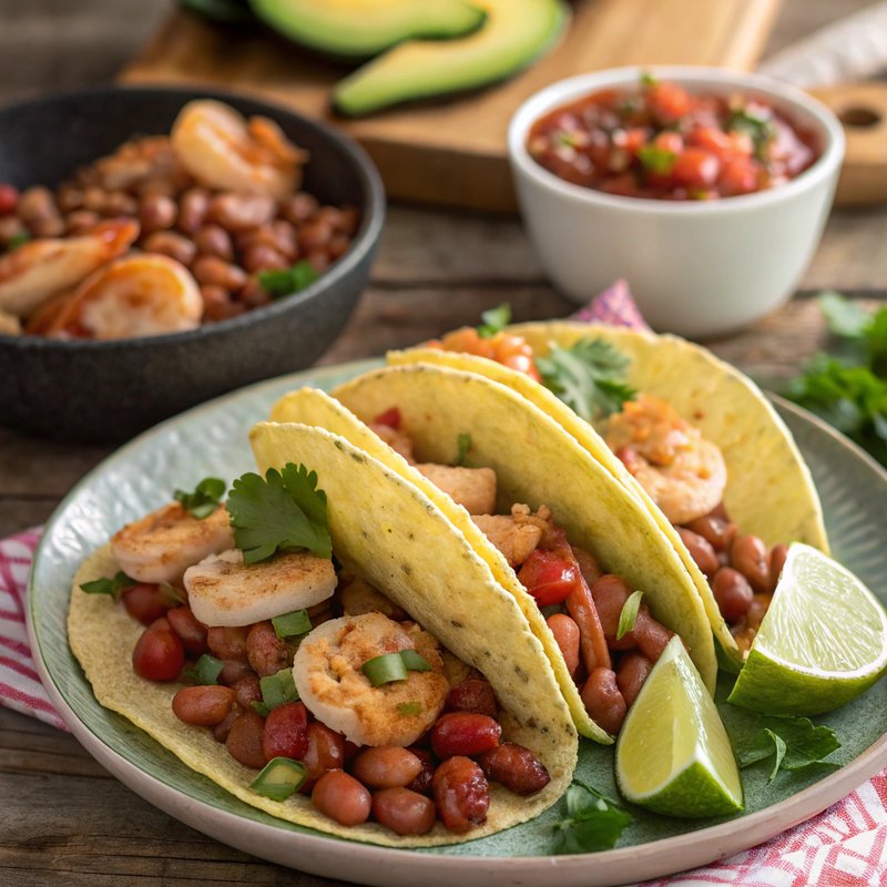 Pinto Bean and Shrimp Tacos